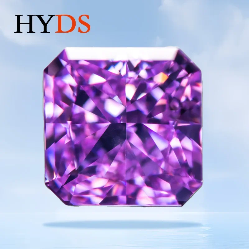 

Cubic Zirconia Fancy Purple Color Crushed Ice Cut Asscher Shape Charms Beads for DIY Jewelry Making Materials No Certificate