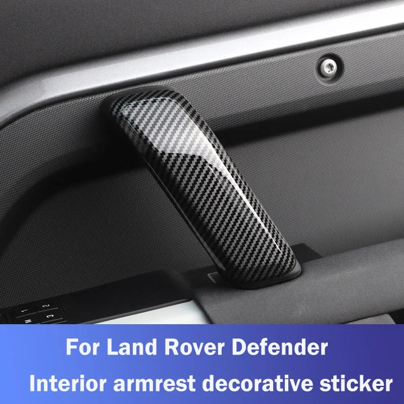 

ABS Carbon fiber For Land Rover Defender 90 110 2020-2023 Car Door Inner Door Handle Decorative Cover Sticker Accessories LHD