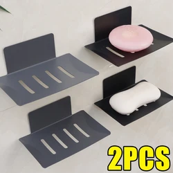 Metal Soap Holder Self-Adhesive Carbon Steel Soap Box Wall Mounted Drain Storage Rack Bathroom Kitchen Organizer Free Punch