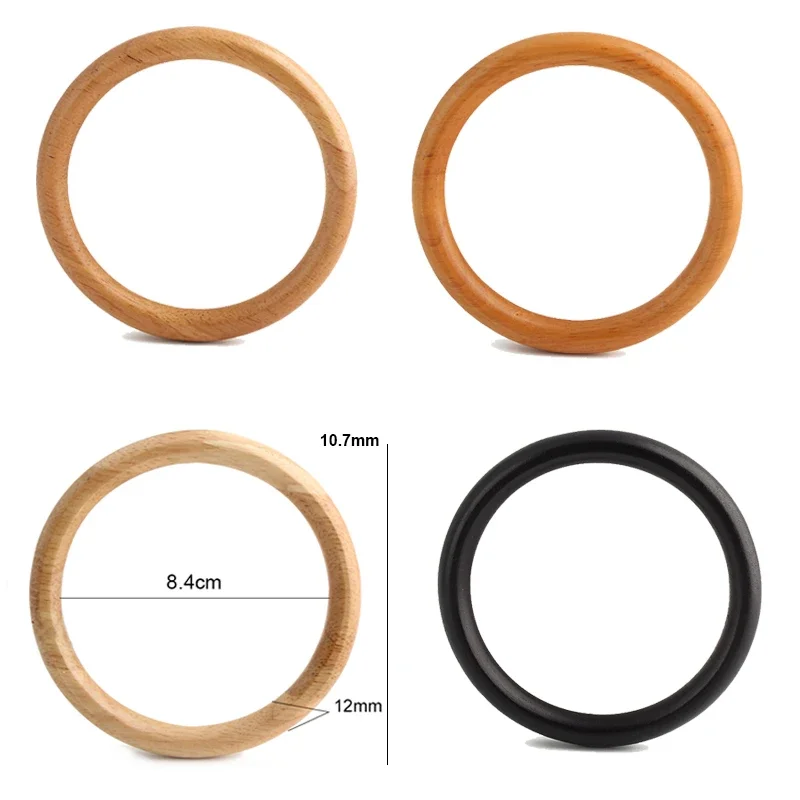 Mango de madera de tipo Circular para bolso, accesorio decorativo para manualidades, clásico, herramienta de fabricación de repuesto, 2 a 10 unidades