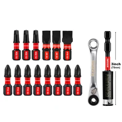 GEINXURN Screwdriver Bit Set with PH1/PH2/PH3/SQ1/SQ2/T20/T25/SL8/SL10 and  Impact Bit Holder and Mini Wrench