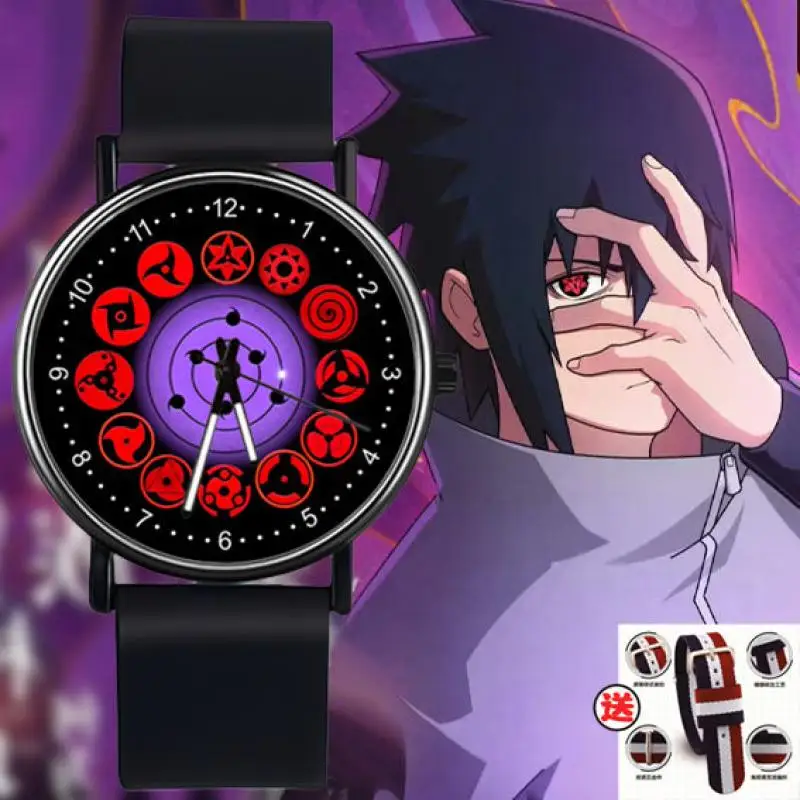 Reloj de estudiante Naruto, reloj electrónico para niños, reloj luminoso Sharingan, dibujos animados Uchiha Sasuke Uzumaki Naruto, regalo de vacaciones
