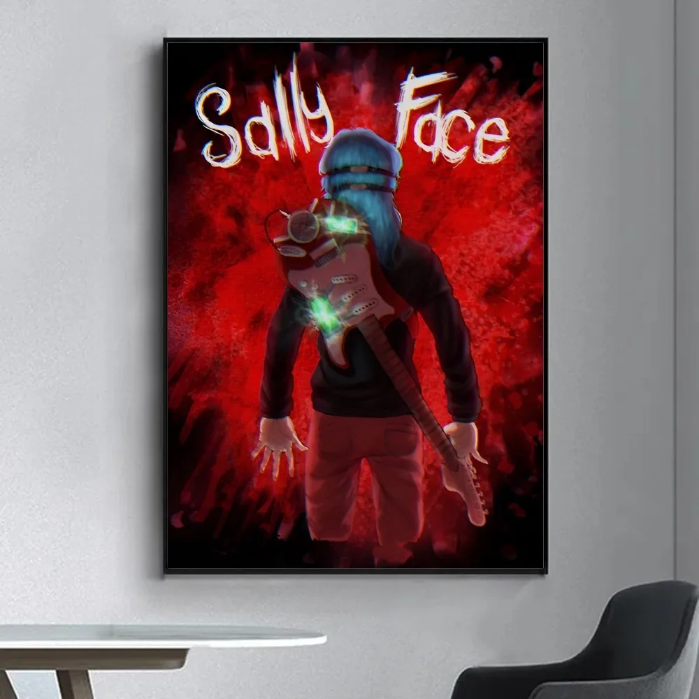 Game Sally Face Poster Fancy Wall Sticker for Living Room Bar Vintage Decorative Painting Middle