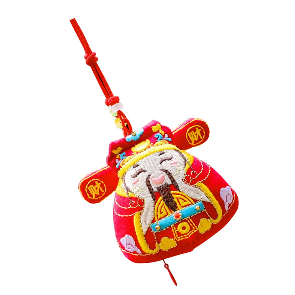 

God of Wealth Pendant Chinese Decorations Tassel Keychain PP Cotton Filling Unique Sachet Elegant Design Handmade Craftsmanship