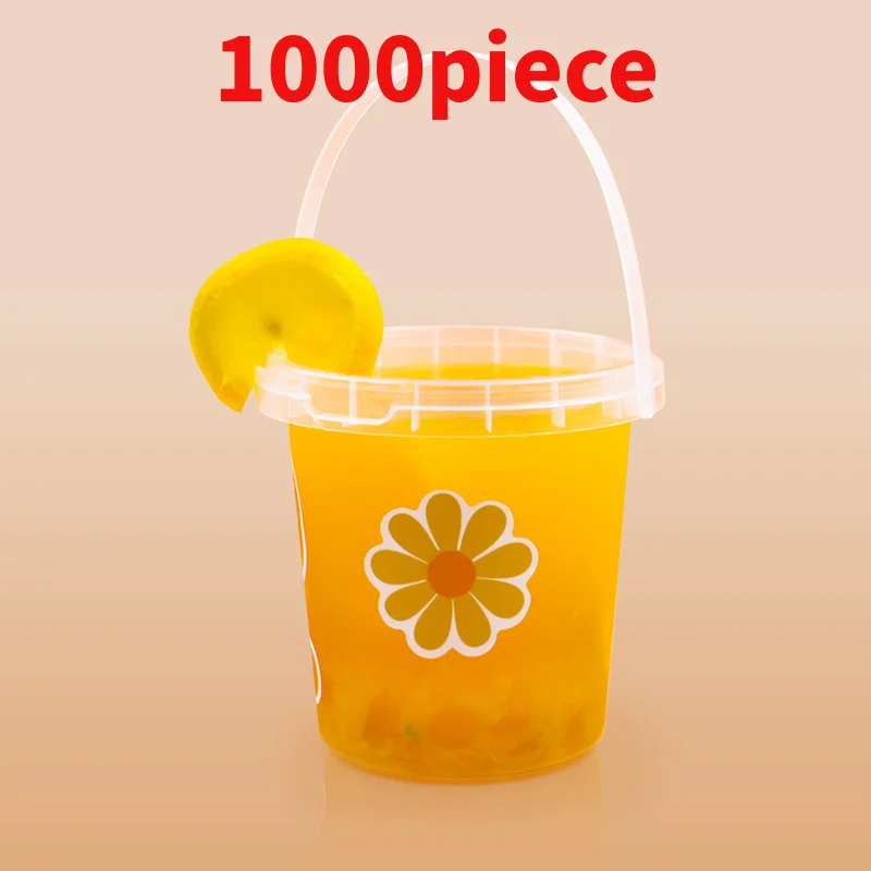 

10 00piece.Custom.Hot Selling 16oz 24oz 32oz Disposable Plastic Bucket High Quality Milktea Takeaway Bucket Cup Square Fruit Con