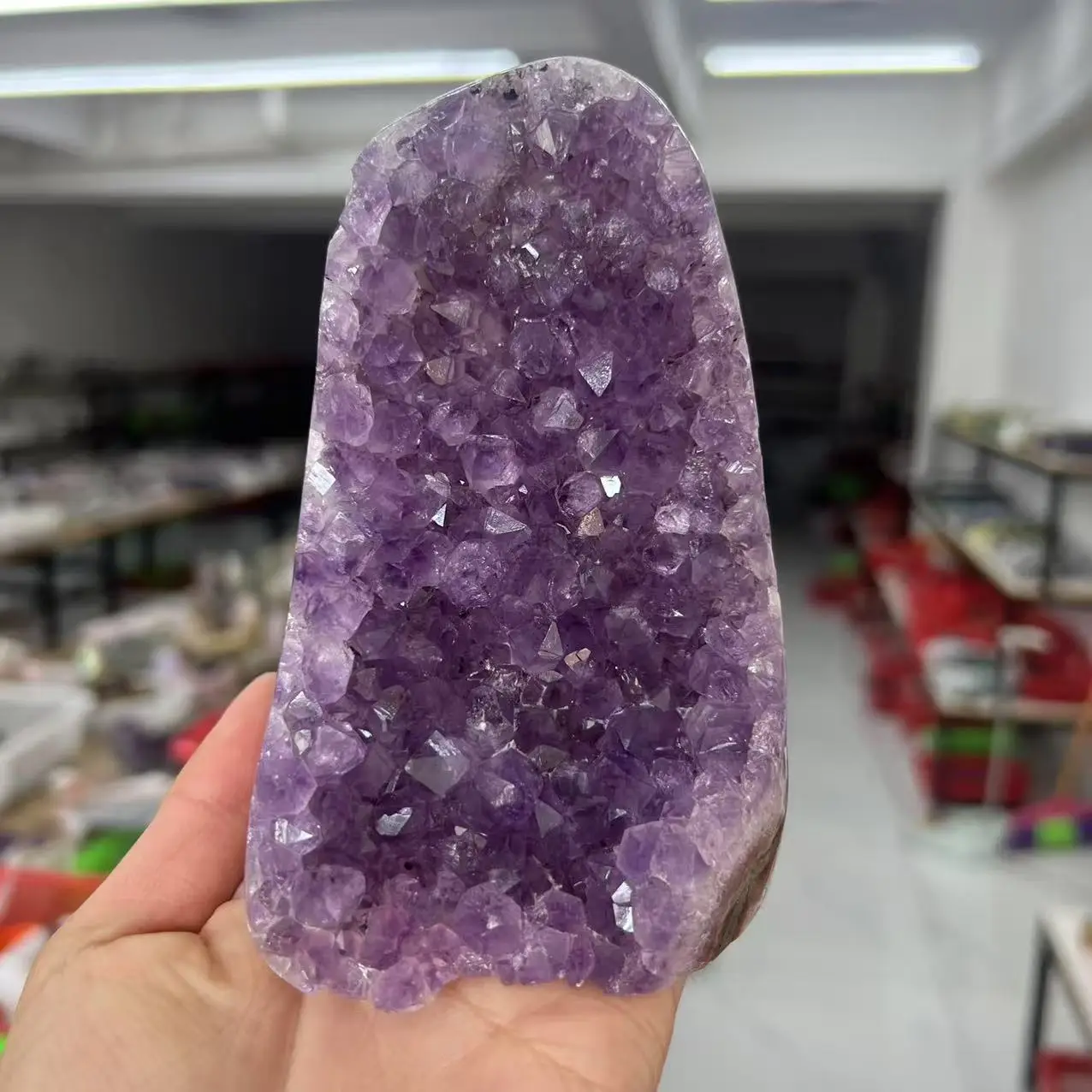 

788g 11.6cm Natural Uruguay Dream Amethyst Quartz Crystal Cluster stand