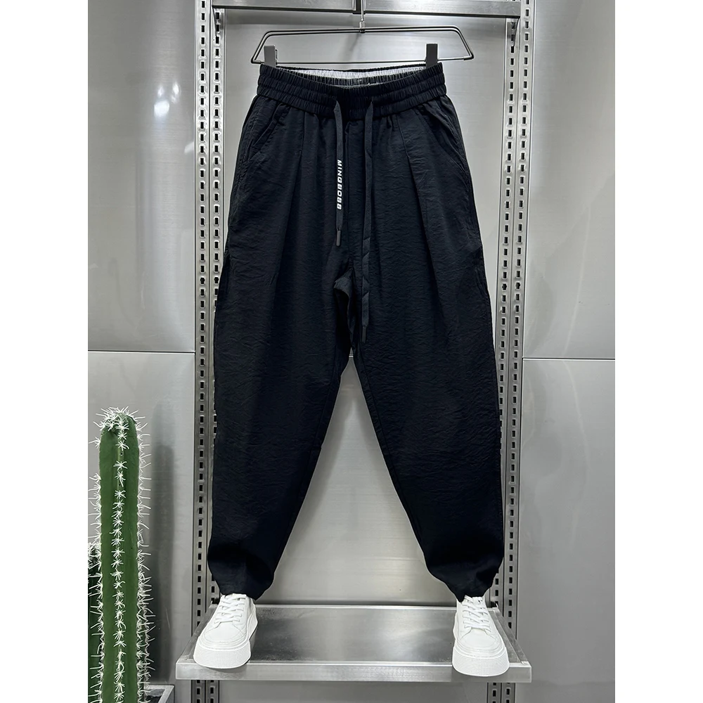 بنطلون رجالي صيفي جديد فائق النحافة سريع الجفاف من القطن والكتان، بنطلون كاجوال فضفاض بتصميم هارلان، مريح وقابل للتنفس مع خصر...