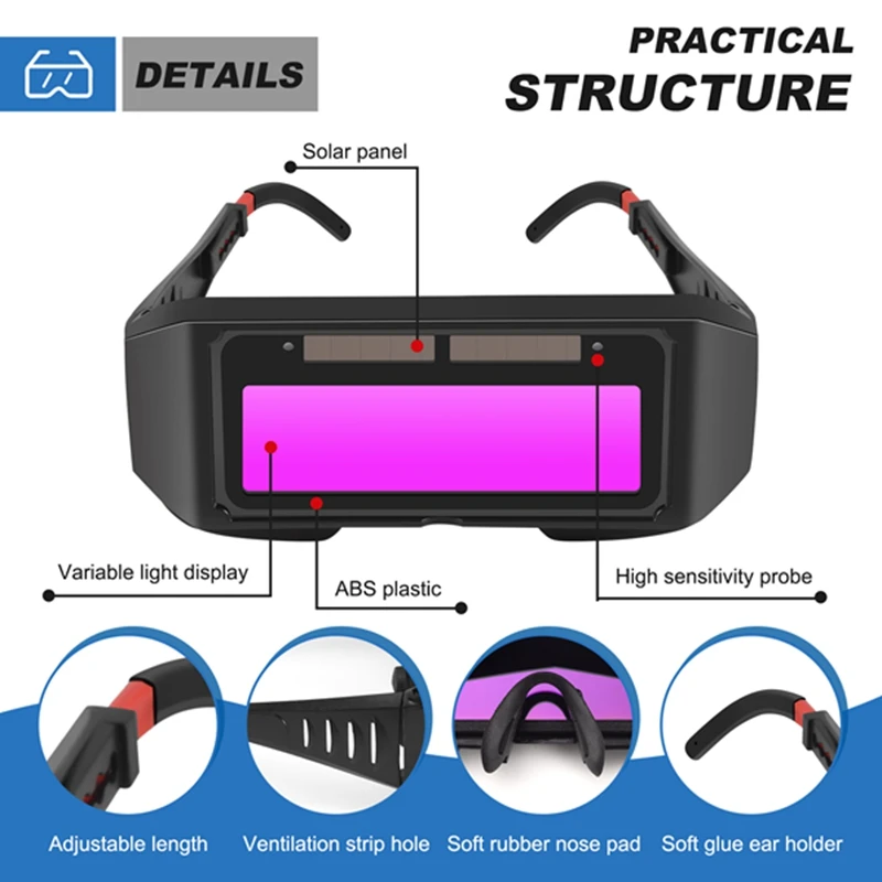 Automatic Photoelectric Welding Glasses Solar Powered Auto Darkening Welding Mask Helmet Eye Goggle Welding Glass-ABFB