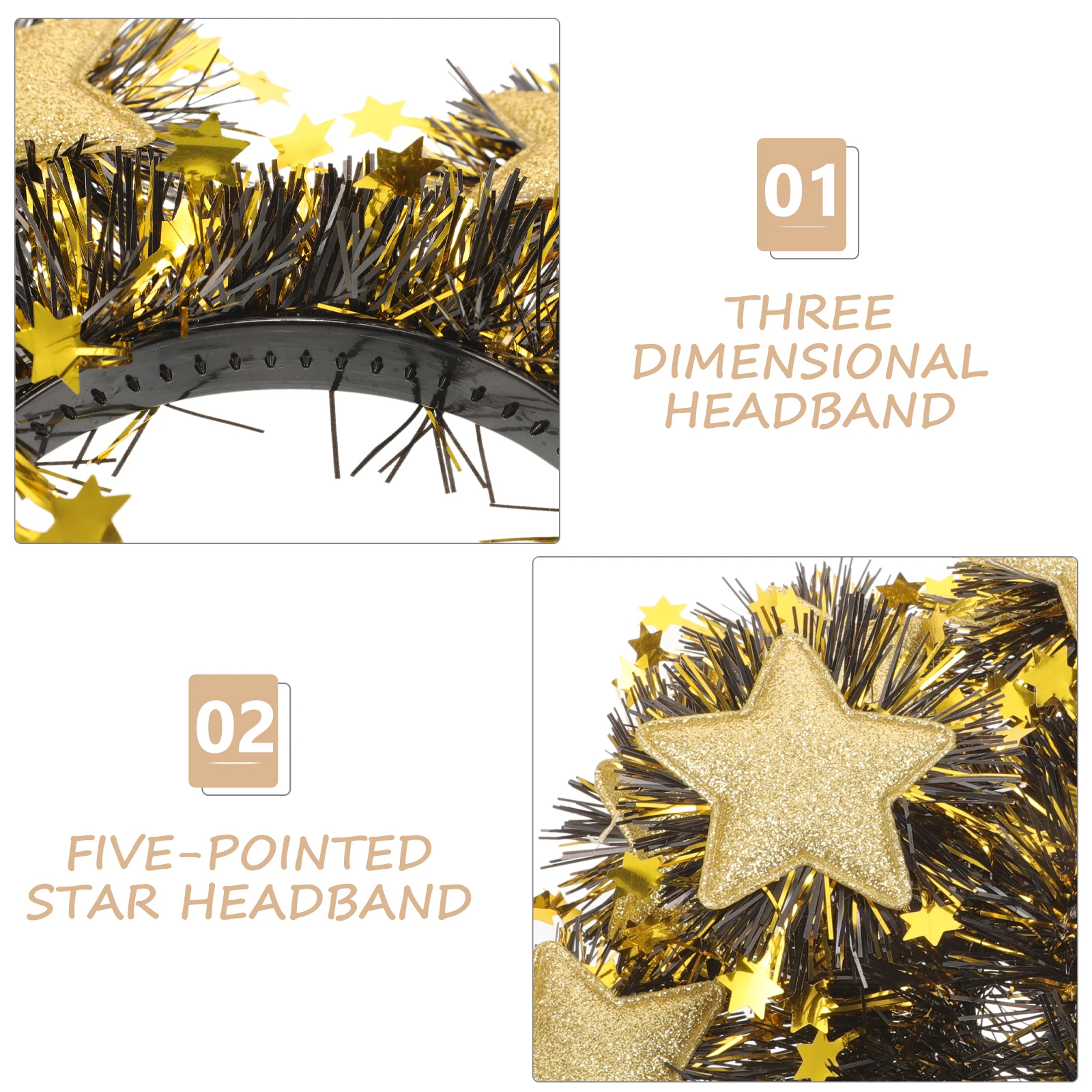 

3 pcs Pentagram Headband Hair Accessories Lightweight Women Christmas Hoops Headdress Bands Unique Design Party Supplies Cosplay