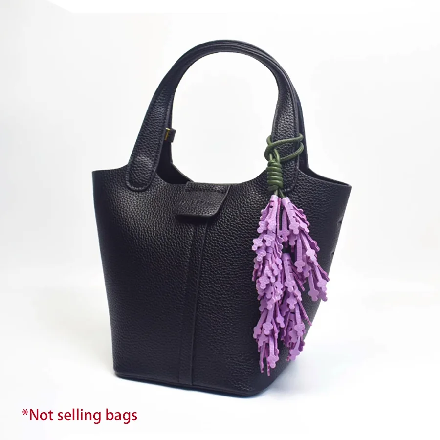 New Lavender Genuine Leather Bag Charm First Layer Flower Pendants Suitable for Bucket Bags and Tote Bags Simple Cute Gift