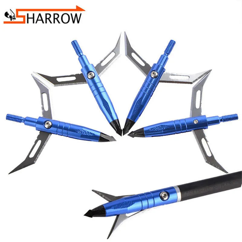 

5/10pcs 100grain Hunting Broadheads Bladed Arrow Head Carbon Fiberglass Arrow Replaceable Arrowhead Shooting Archery Accessories