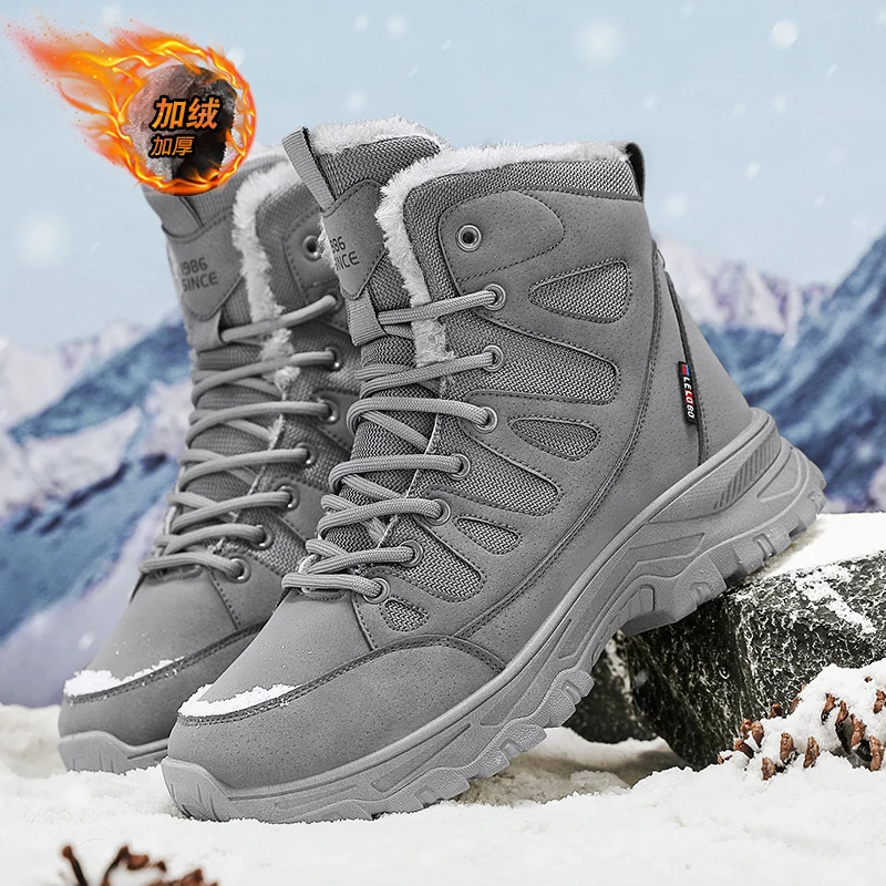 

Men’s 2025 Insulated Snow Boots, Faux Fur Lined & Anti-Skid, Perfect for Veterans Day & Skiing or Snowboarding