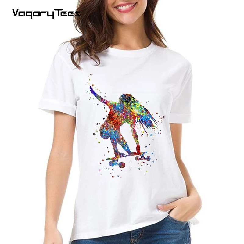 2022 Summer New Skater Girl Printed Women Casual skateboard outdoor street sports Short Sleeve Female T-shirt