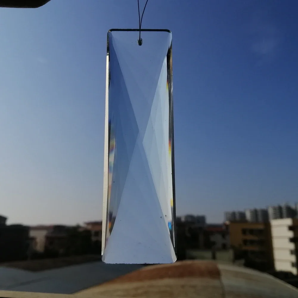 2PCS 30*100mm 1 Hole Long Faceted Rectangle Glass Crystal Pendant Chandelier SunCatcher Prisms Parts Wedding Home Decor