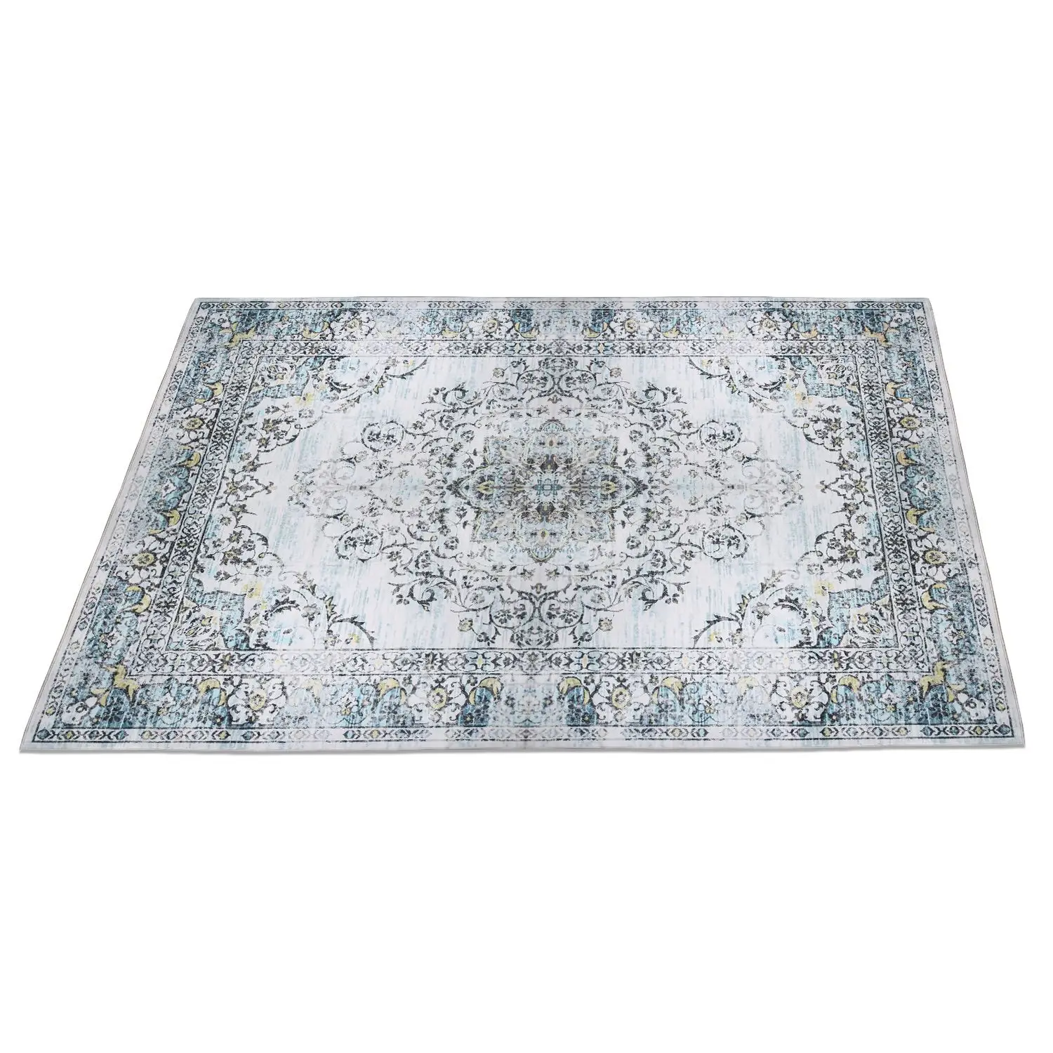 For Vintage Area Rug Modern Non Slip Carpet Boho Low Pile Soft Rug Waterproof Machine Washable Rug for Living Room Bedroom Kitch