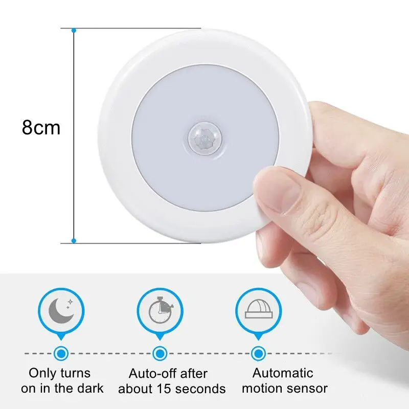 6LED PIR Motion Sensor Night Light LED Human Body Induction Wireless Detector Automatic Light On / Off For Home Bedside Lighting