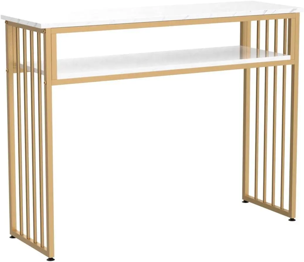 

Gold Bar Table High Top Pub Tables for Kitchen Modern Dinning Table With Open Storage Shelf Liquor Bar Unit for Living Room