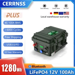 12V 100AH 140AH LiFePO4 Battery Pack 12.8V Lithium Solar Battery 6000+ Cycles With Bluetooth BMS Grand A Cell For Boat RV NO TAX