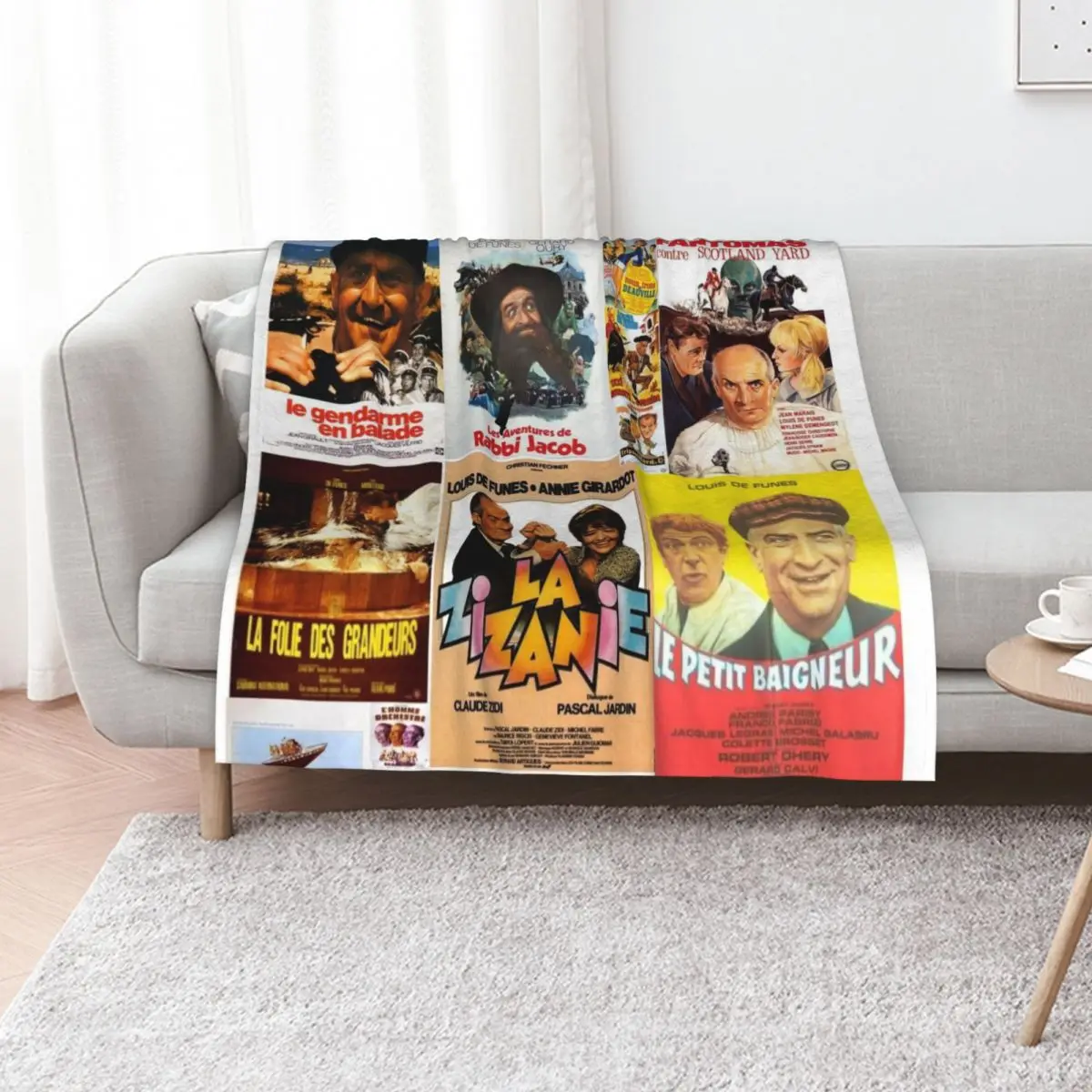 Louis de Funes Movie Poster Compilation Poster v2 Throw Blanket funny gift Tourist Soft Beds christmas gifts sofa bed Blankets