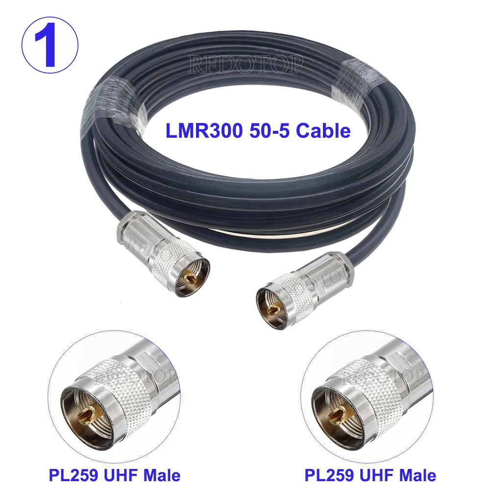 1Pcs LMR-300 PL259 UHF Male to UHF Male/Female Connector LMR300 Cable 50-5 Low Loss Extension 50 Ohm RF Coaxial Jumper Pigtail