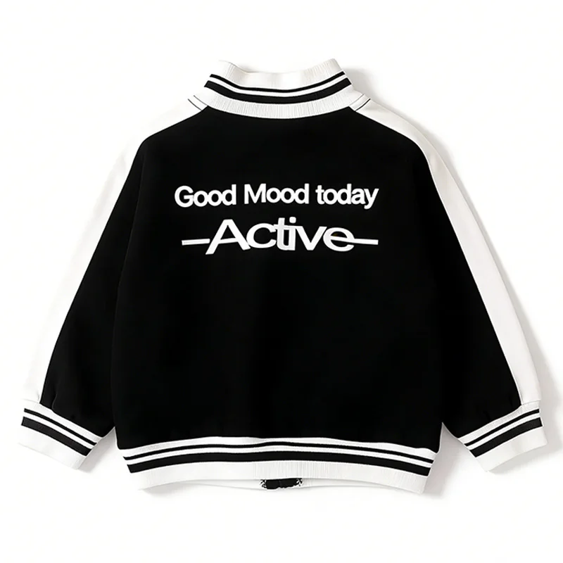 2026 New Kids Baseball Jacket 4-13Years Toddler Casual Sporty Outerwear Zipper Letter Embroidery Spring Autumn Children Clothes