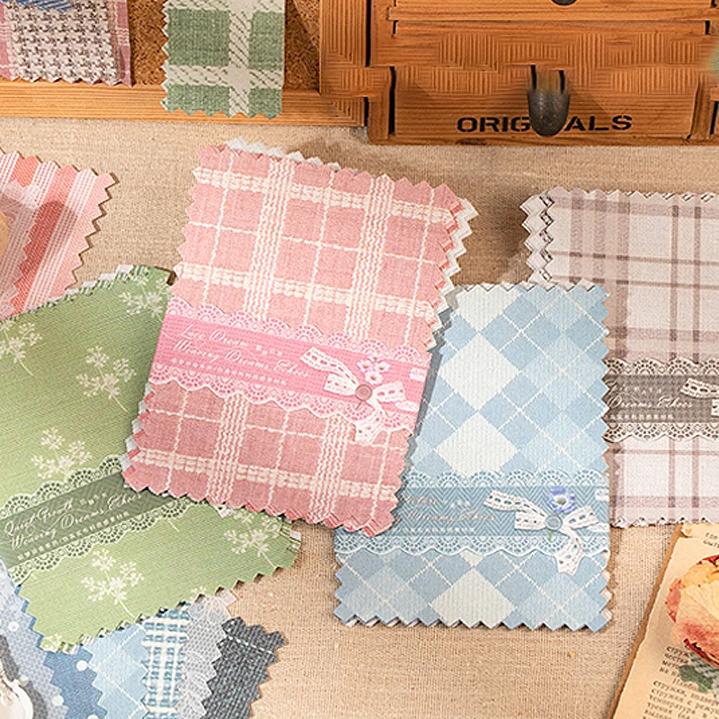 

4 Bags Real Cloth Texture Paper, Vintage Plaid Lace Decor Paper, Multi-Use Craft Paper for Journaling & Gift Wrapping