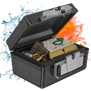Fireproof Waterproof Safe Box - 0.5 Cubic Feet Fireproof Safe with Key Lock Portable Safe Box for Home Car Business Office Outd