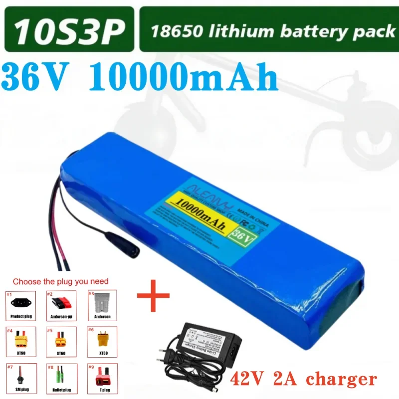 

36V 10Ah Rechargeable Lithium Battery Pack 18650 10S3P 250W-500W Power Modified 36V Electric Scooter Battery with BMS