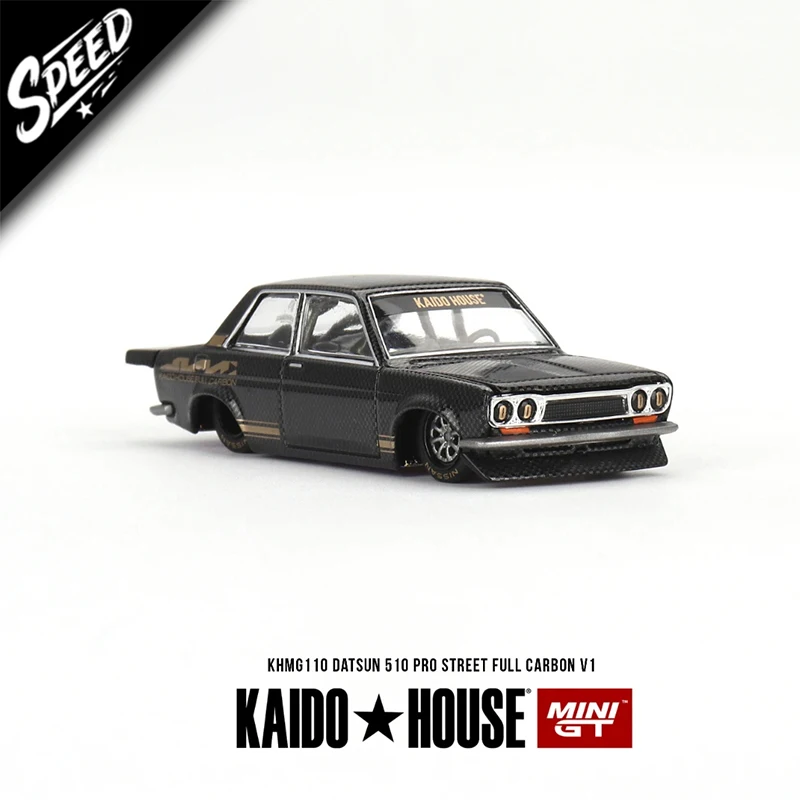 

MINIGT KHMG110 В наличии 1:64 Datsun 510 Pro Street Full Carbon V1, открывающийся капот, литая под давлением диорама, модель автомобиля Kaido House