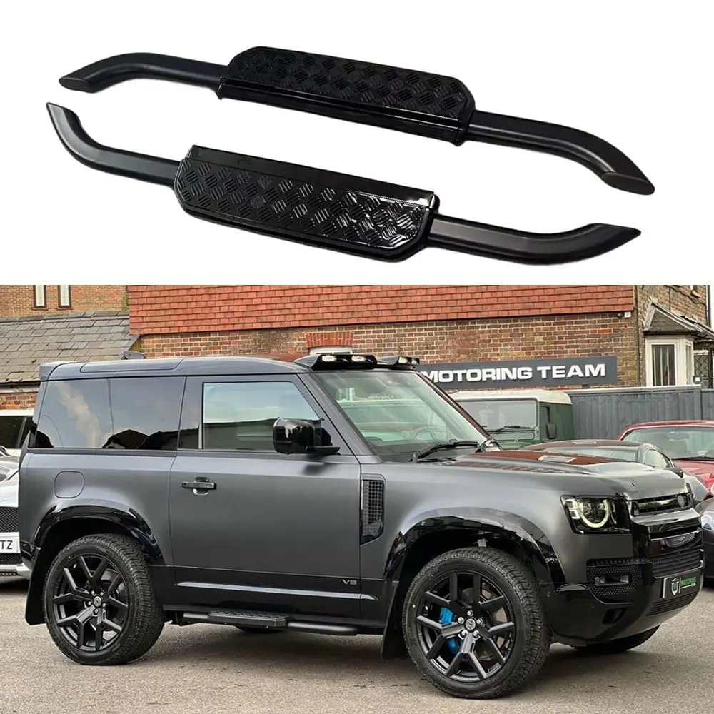 FTAPACCE 2PCS Side Steps Running Boards Nerf Bars Fits for Land Rover Defender 90 2 L663 2 Door 2020-2025 Anti-Skid Rubber