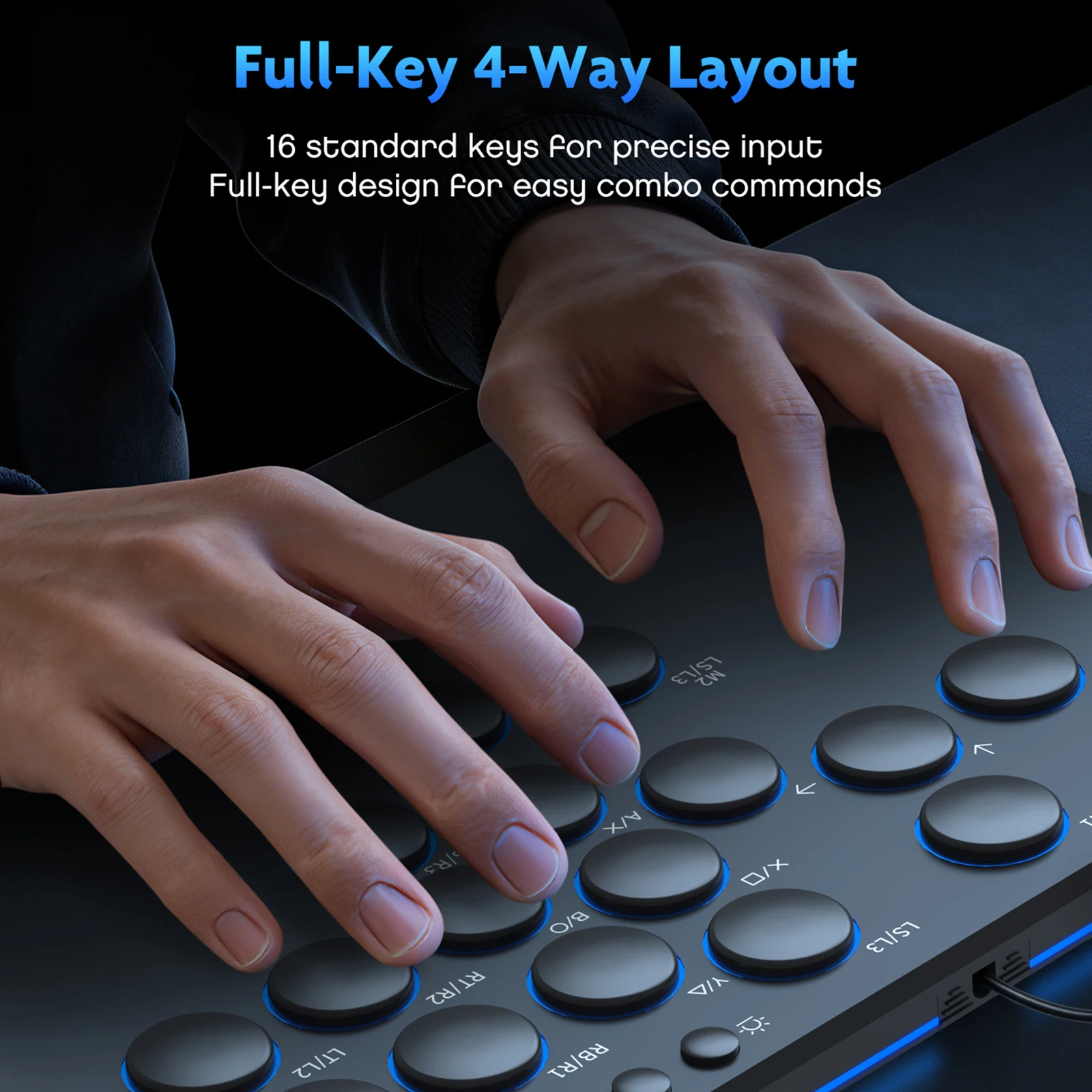 For PS 5/PS 5 Slim/PS 5 Pro Generic All-Button Arcade Controller Non-Slip with RGB Light&Hot Swap for Smooth Game Operation