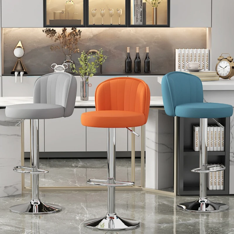 Home bar chair lift swivel high stool kitchen Leather bar stool counter work stool luxury cafe soft chair kitchen furniture