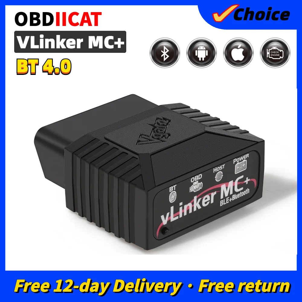 Vgate VLinker MC+ ELM327 V2.2 Bluetooth 4.0 ELM 327 ELM329 For Android/IOS OBD 2 OBD2 Car Diagnostic Auto Tool