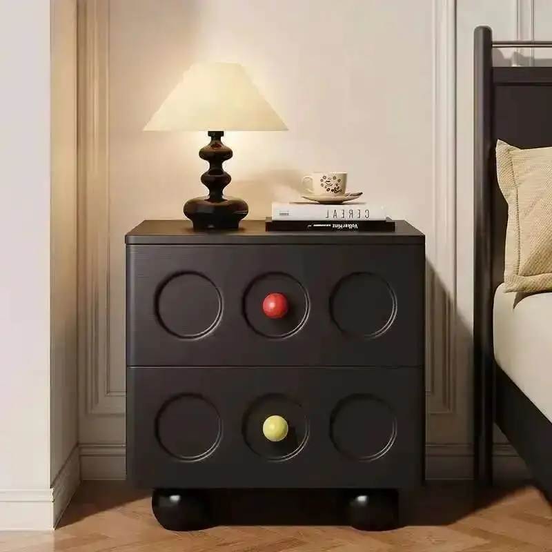 تخزين الرجعية طبقة مزدوجة سعة كبيرة تخزين خزائن طاولة السرير جميع الخشب الصلب ضوء أثاث منزلي إبداعي فاخر #3