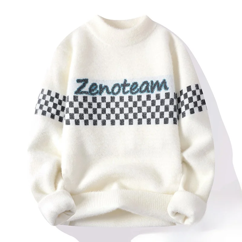 

Thiened f-High Collar Knitted Sweater for Men Winter Season Teenage Student Sle Warmth Youthful Energy Long Sve Top