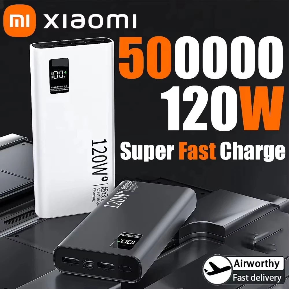 XIAOMI 120 واط قوة البنك 50000 مللي أمبير قدرة عالية شحن سريع Powerbank شاحن بطارية محمول آيفون سامسونج هواوي الساخن