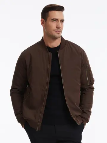 Autumn Winter Men's Bomber Jacket, Casual Thick Warm Coat, Windproof Pilot Jackets with Multi Pockets