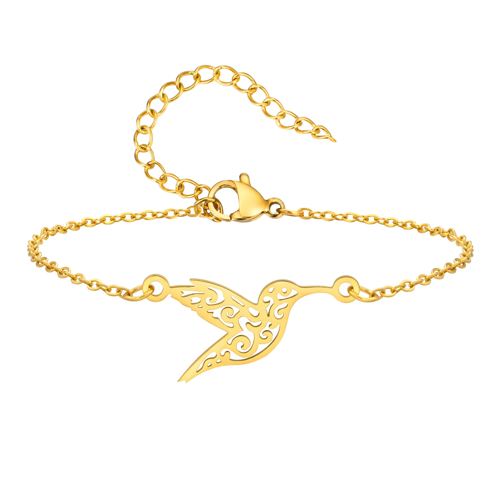Pulseras Prjewel con diseño de pájaros colibrí, joyería para mujer, colgante hueco con forma de animal, pulsera de acero inoxidable, regalos para el Día de la Madre