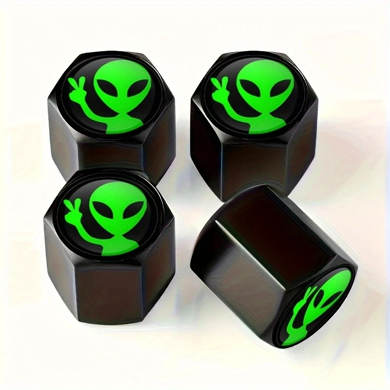 4szt Alien Car Wheel Tire Valve Cap Stem Air Cover Car Styling Truck Car Motorbike Bike Accessorie