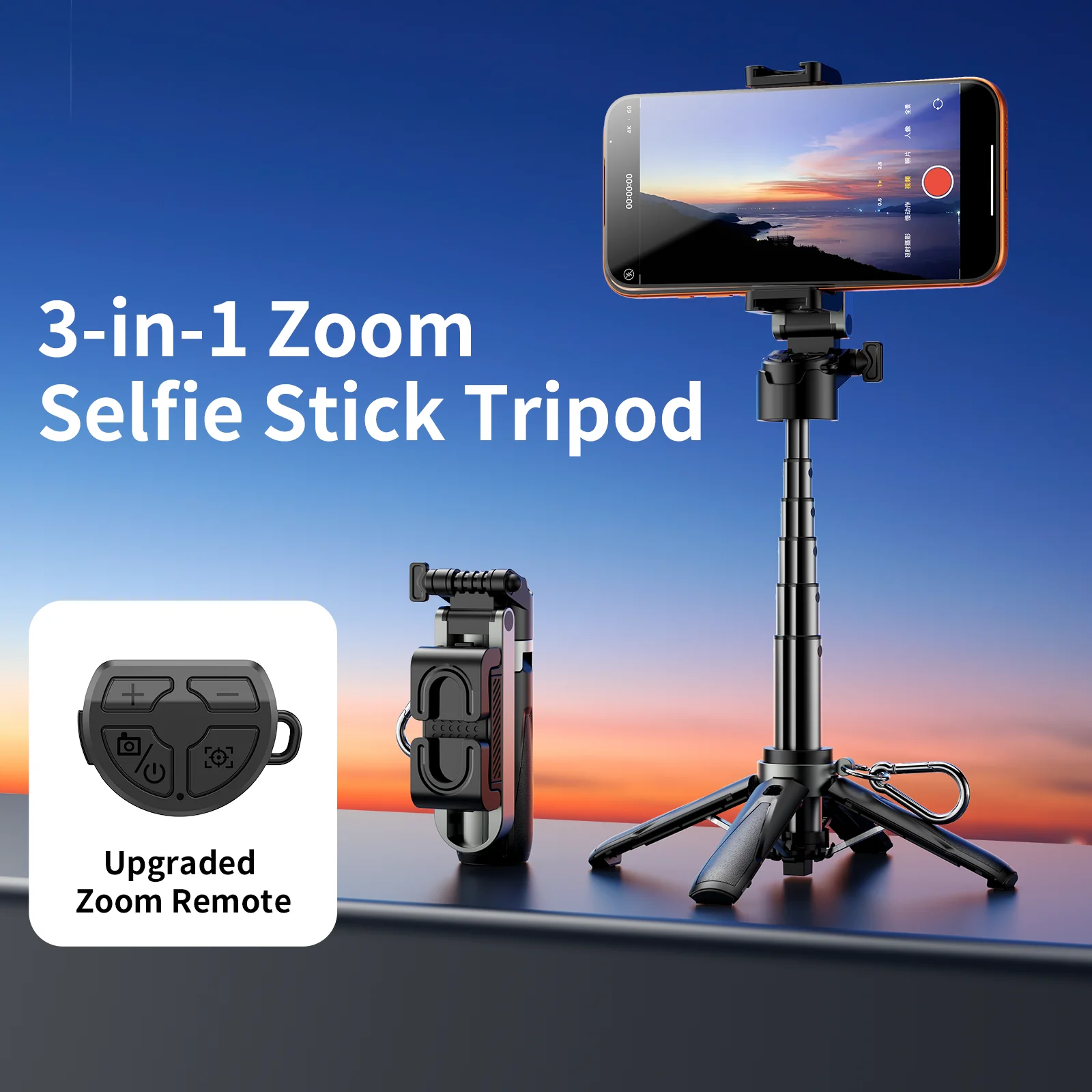 2026 New Handheld Selfie Stick Tripod 360° Rotation Foldable Phone Holder With Zoom Bluetooth Remote for Live Streaming Vlog
