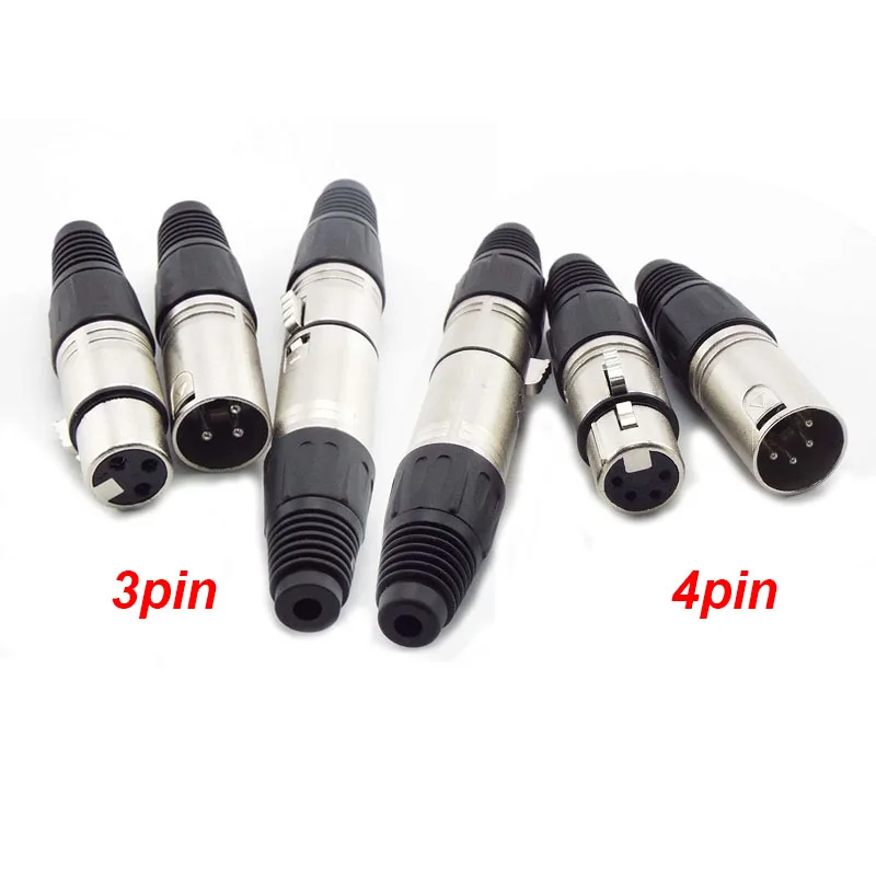 3Pin 4pin XLR موصل كابل الصوت MIC ذكر التوصيل أنثى جاك موصل الميكروفون المهنية #1