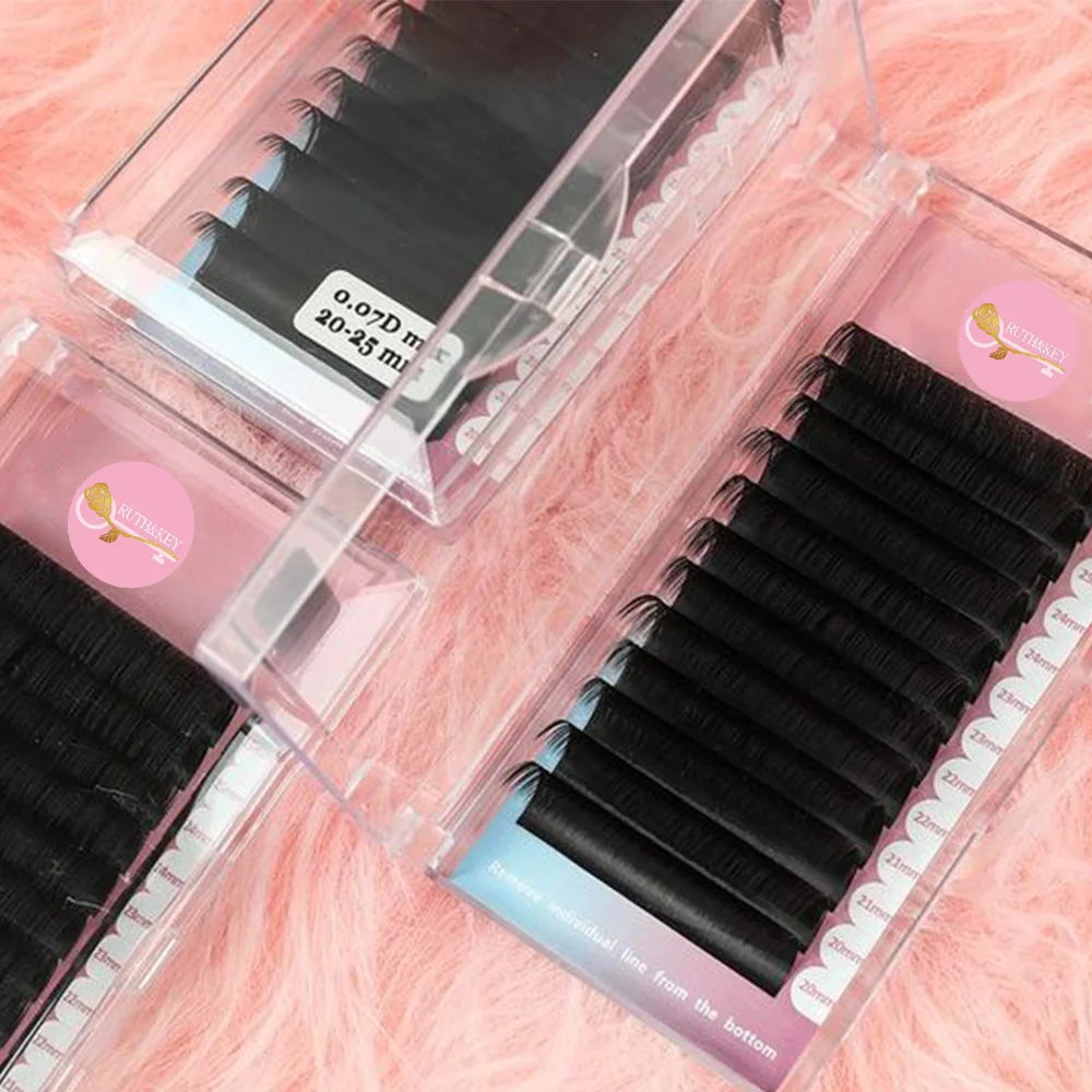 

Faux Mink Individual Lashes Supplies 0.03 0.2mm Matte Black Lash Tray Soft Russian Volume Classic Cashmere Eyelash Extensions