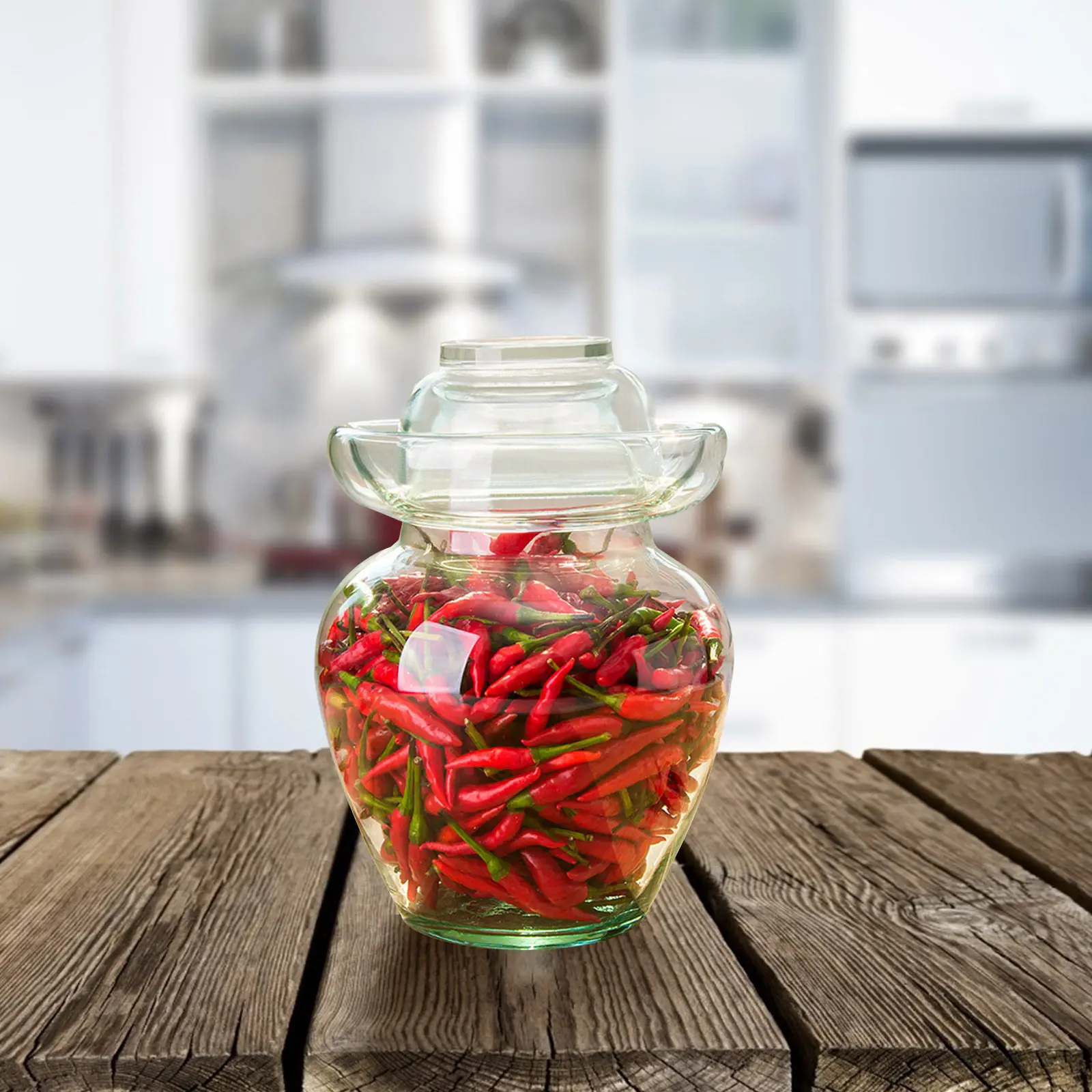 

1Pcs Premium Thick Glass Pickle Jar with Airtight Seal Lid for Kitchen Food Storage Pickles Vegetables Spices Bulk Dry Goods