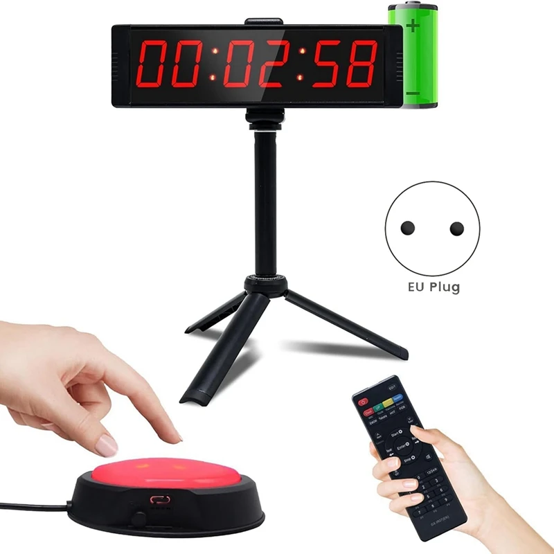 DT16 LED Digital Timer Countdown Clock with Remote for Start/Stop Button Stopwatch for Gym Workout EU Plug