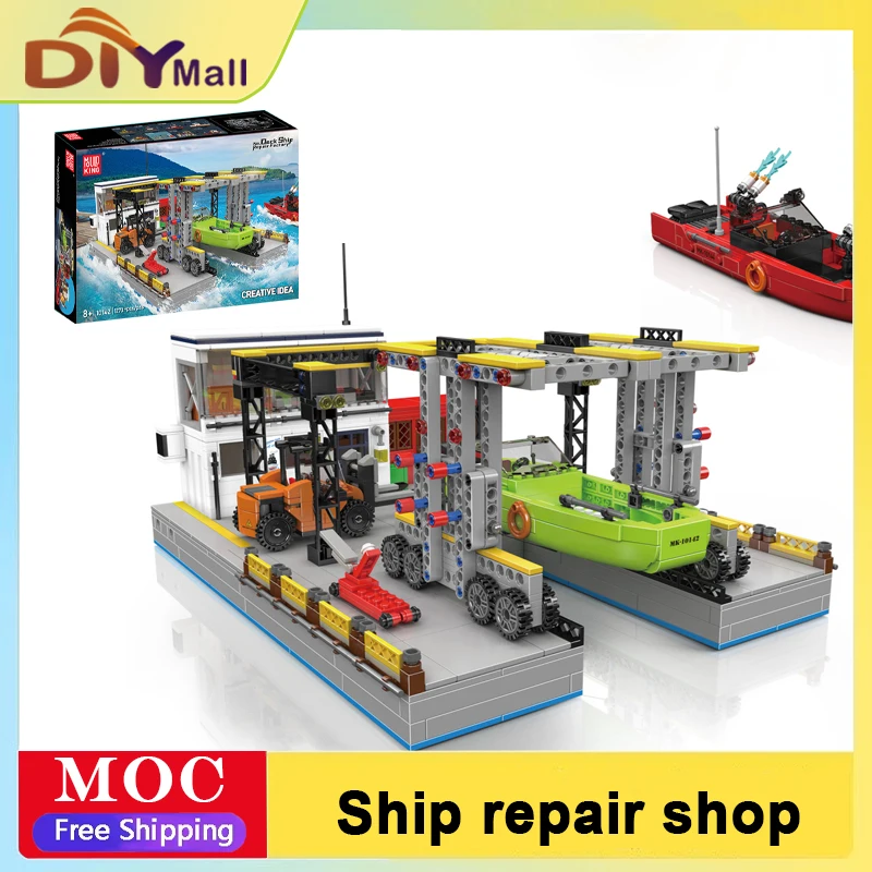 Mould King 10142 Brick Repair Workshop Bauset Kreativer Fahrzeug-Service-Station-Modellbausatz für Teenager- und Erwachsenenfans