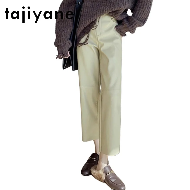 

TAJIYANE Real Sheepskin Pants Women Luxury Genuine Leather Straight Trousers 2025 New Arrivals Spring Womans Clothing Pantalones