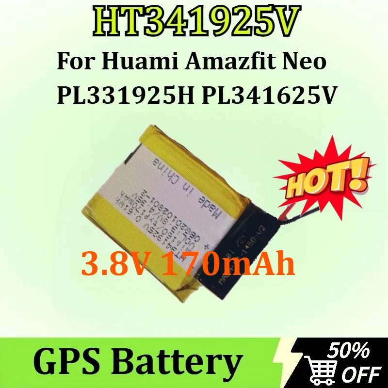 High-Capacity HT341925V 3.8V 170mAh Battery for Huami Amazfit Neo PL331925H PL341625V GPS Newly upgraded Battery