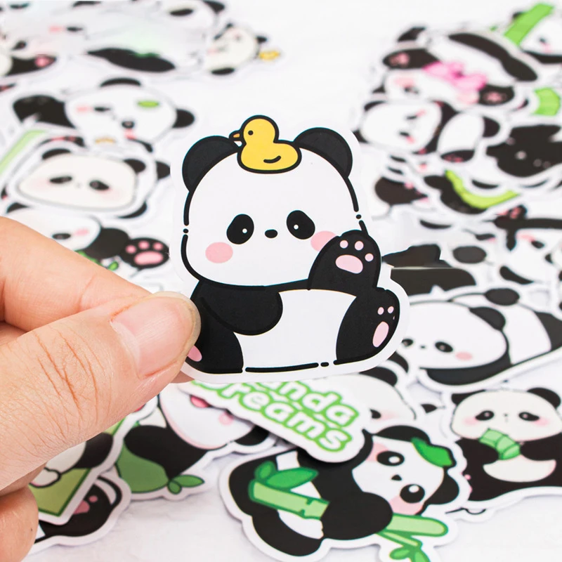 Stiker kartun lucu Apybara panda, stiker Doodle dekorasi buku pegangan DIY dekorasi cangkir air stiker anak-anak 50 buah