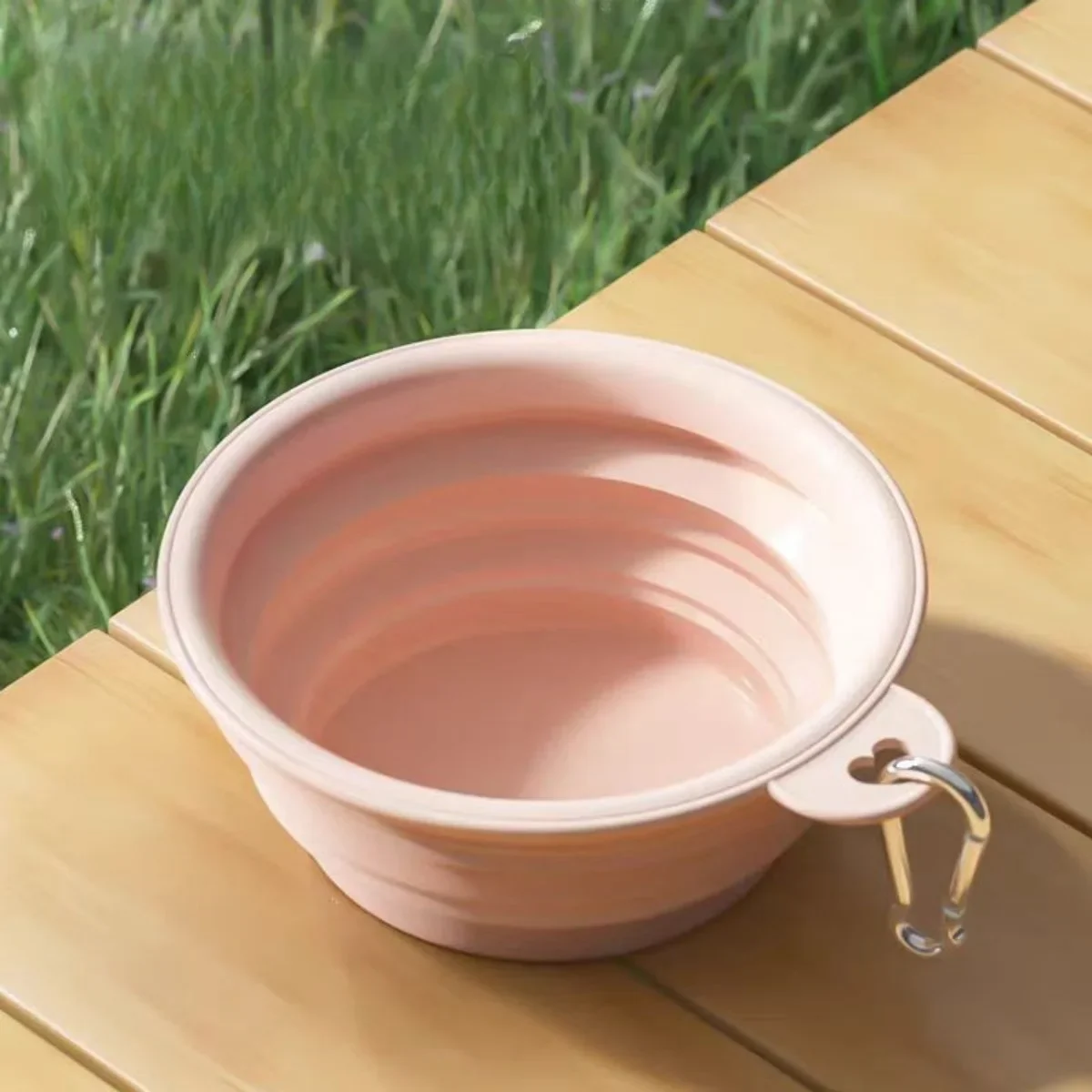 Bol d'eau pliable en Silicone pour animaux de compagnie, 1 pièce, nourriture pour chien, Camping en plein air, voyage, fournitures pliantes portables, plats avec mousqueton