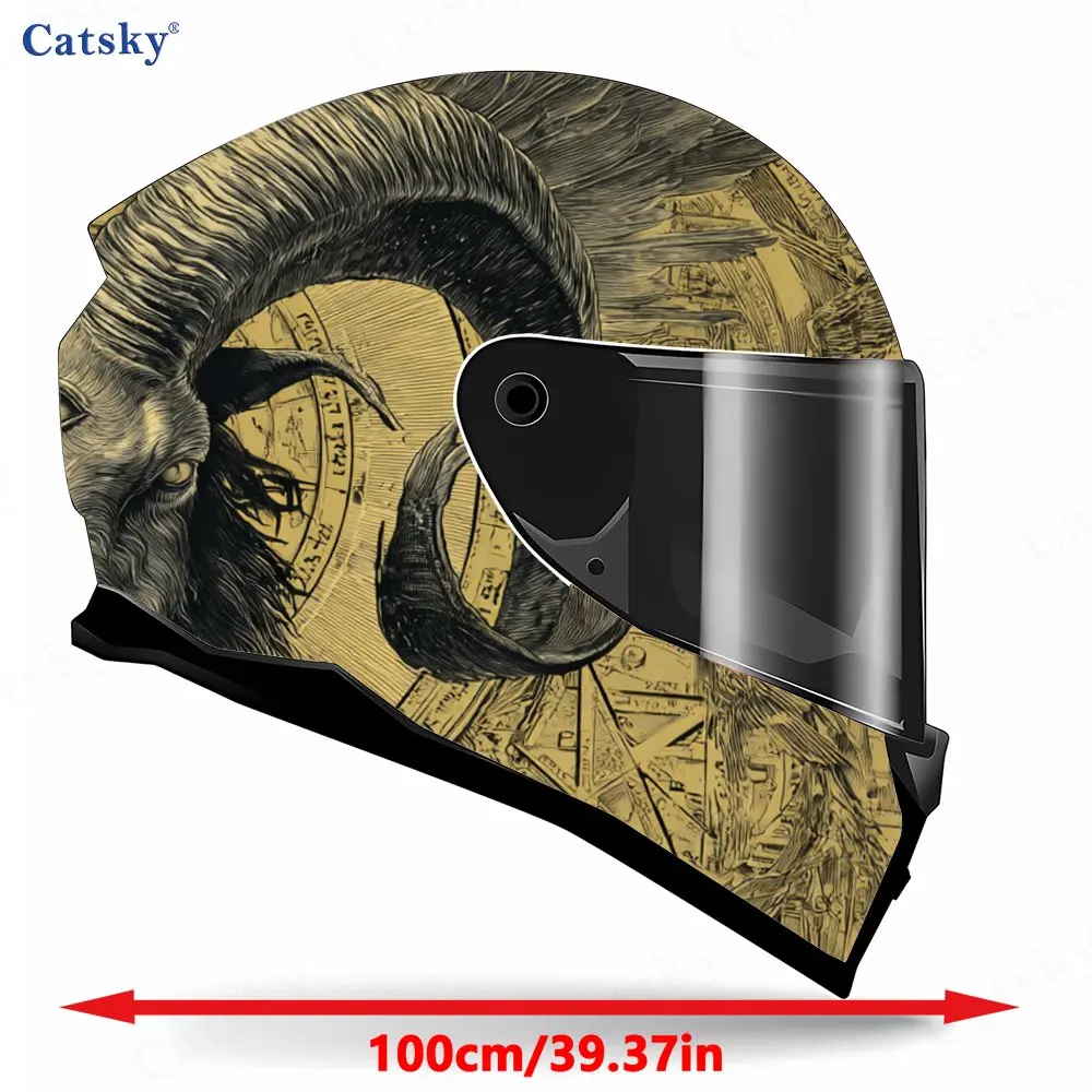 Vintage Goat Head Pattern Helmet stickers , PVC Material Multifunctional Helmet Stickers, Scratch-Resistant & Fade-Proof, Easy t